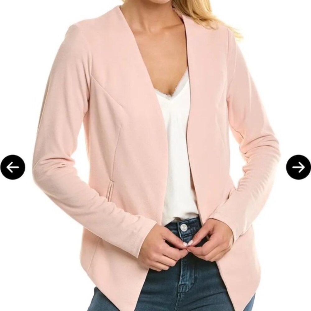 BCBGeneration Women's Relaxed Asymmetrical Open Front Tuxedo Blazer - Pink -Sz M